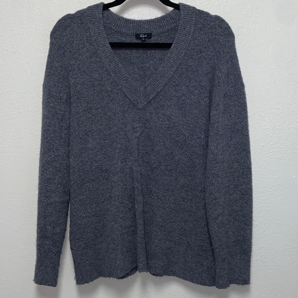 Rails Gisella Charcoal Cashmere Merino Wool Blend V-Neck Sweater 3362 - Picture 3 of 11